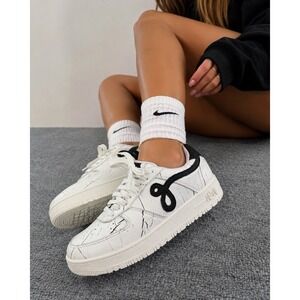 John Geiger GF-01 White Black Paint Splatter Sneakers Womens 6D Wide